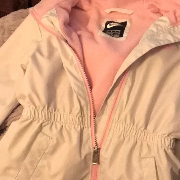 Nike rip stop hooded rain jacket girls child size 4-5 Full zipper fleece lined - Picture 8 of 10